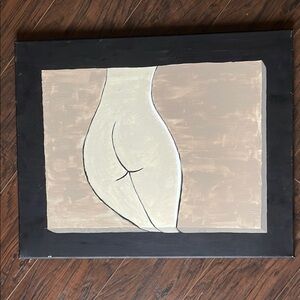 Modern Abstract Art Painting in Black and Beige